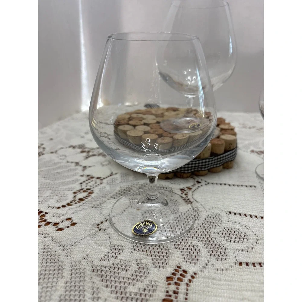 Bohemia Crystal Brandy Snifters Set of 3 Clear Glass Cognac Balloon Glasses 5in